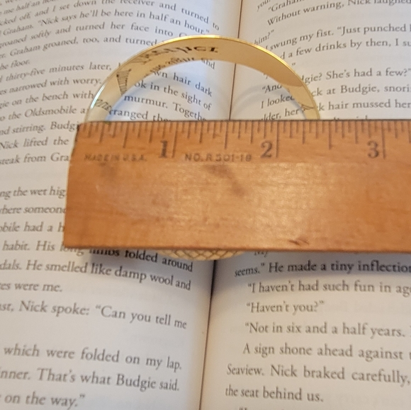 MONET Chunky Goldtone Bangle Diamond Cut Bracelet - Picture 7 of 8